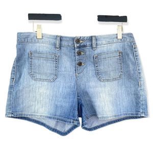 TOMMY HILFIGER Vintage Button Pockets Blue Denim Shorts Sz 8